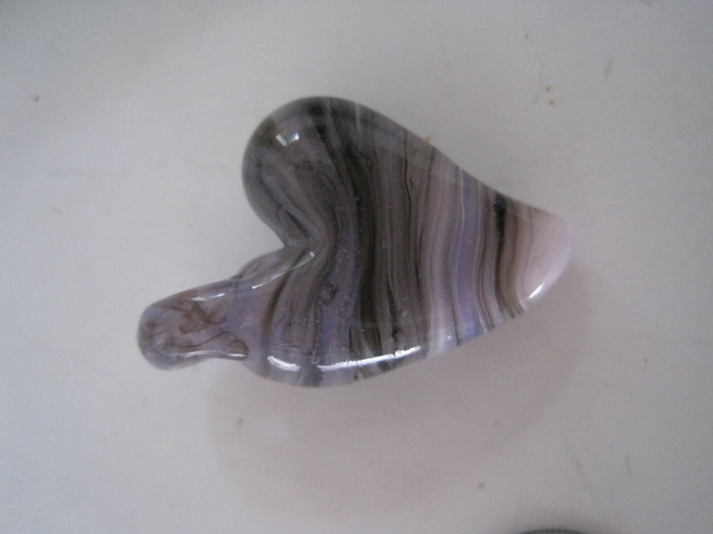 Love Glass Heart Sharpened Pendant Hand Blown Artist Glass Horizontal Stripe New