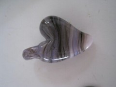 Love Glass Heart Sharpened Pendant Hand Blown Artist Glass Horizontal Stripe New