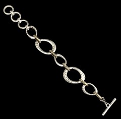 GRACE & HEART❤️ Sterling Silver & Brass HEAVY HAMMERED MULTI LINK Bracelet~NEW!