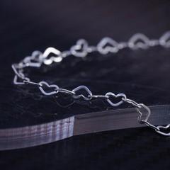 7.25” 3mm, vintage Italian IBB sterling silver 925 heart link chain bracelet