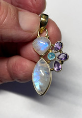 Sterling silver Spectrolite Labradorite with amethyst and topaz Pendant