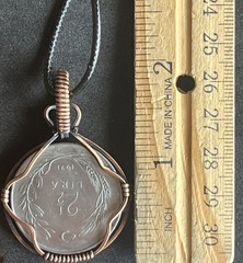Handmade copper wire wrapped 1971 Turkish 2 1/2 Lira Coin Pendant 5m
