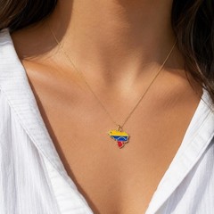 Venezuela Map Pendant Necklace 14k Solid Gold Plain or Enamel Charm