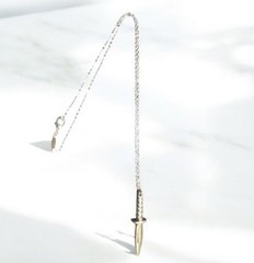 Artisan Made Minimalist Silver Dagger Necklace, 22”, Silver Plated Chain, New
