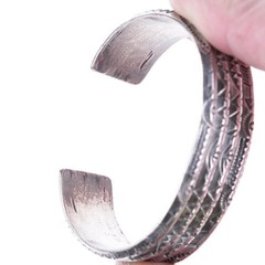 6.5″ Vintage Navajo Heavy Stamped sterling silver ribbed cuff bracelet