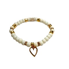 Fashionable and Elegant Chic Beaded Bracelet with Gold Heart Charm
