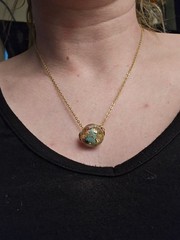 Minimalist Turquoise Pendant Necklace Artisan Made 18 In Gold Tone Chain