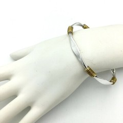 MEXICAN sterling silver bracelet – gold-tone wire wrap Taxco bangle mixed metal
