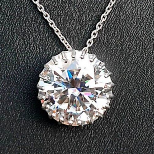 RARE 15 Ct Certified White Diamond Solitaire Necklace ! FREE Diamond studs!