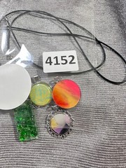 Necklaces Pendants Lot Of 4 Assorted Glass Resin Mixed Media Handmade 1646 W