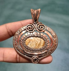 Handmade Jasper Pendant Wire Wrap Jewelry Copper Pendant Wedding Gift