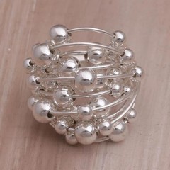 Artisan Handmade .925 Sterling Silver Cocktail Ring Stellar Orbs 8.0 Bali New