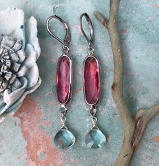Tourmaline tone Silver Sundance charm handmade earrings Artisan Jewelry