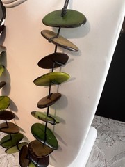 Mixed Green Brown Tagua Nut Flat Handcrafted Adjustable Necklace Jewelry