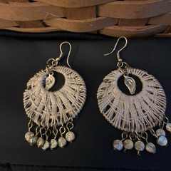 Anju Sachi Collection Bohemian 3” Dangle Neutral Woven Pierced Earrings
