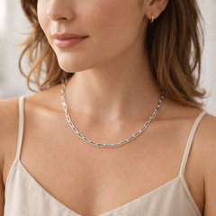 Petite Paper Clip Chain Necklace – Surgical Steel – Layering – Stackable
