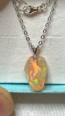 #30- 7.45ct Genuine Freeform Ethiopian Welo Opal on a 925 Sterling Silver Chain