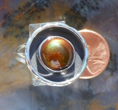 Sterling Silver and Slaughter Camp AZ Fire Agate Gem ring sz 10 3/4 D102
