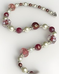 Artisan Handcrafted Art Deco Lampwork Glass Jewelry Necklace Mean Girlz #16 Pink