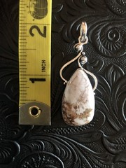 White Brown Matrix Wild Horse Turquoise Modern Pendant 2″ Artisan Made