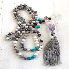 Natural Moonstone 108 Beads Knot Necklace Yoga energy mala Wristband Bless Chic