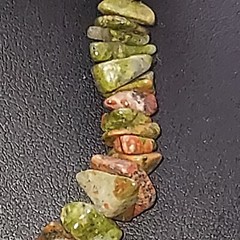Unakite Jasper Chip Green/Red Colored Stores Necklace 16″ Length