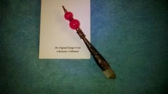 Dark Pink Quartz Beads LEMURIAN Crystal Point PENDANT Wand Ornament