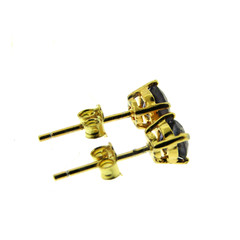 Natural Iolite Stud Earrings in Gold over 925 Sterling Silver 5mm .9 ct New