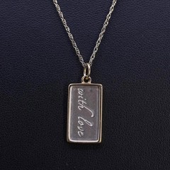 18” two tone sterling silver 925 Singapore rope necklace tag pendant love you