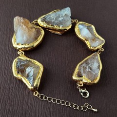 27x34mm Real Citrine Rough Raw Cuff Bangle Bracelets