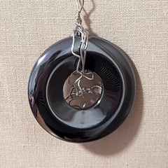 Hematite Necklace Pendant Blood Stone Handmade Wire Gage Cord Rainbow Stone