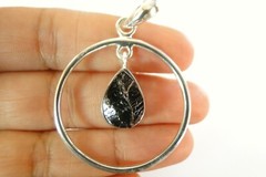 Black Shungite Carbon Miracle Stone Circle Of Life 925 Sterling Silver Pendant
