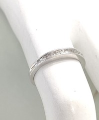 10k White Gold Natural Diamond Channel Half Eternity Band Ring Size 6.5