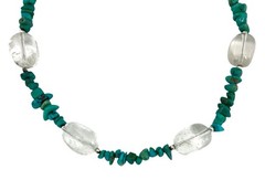 BARSE Sterling Silver TURQUOISE & CRYSTAL QUARTZ Beaded Adjustable Necklace
