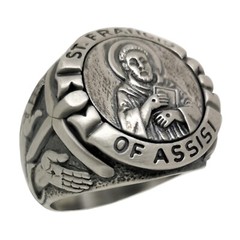 Saint Francis of Assisi Sterling Silver Christian Men’s Ring Stigmata Handmade