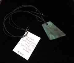 Artisan Necklace Pendant Tumbled Stained Glass Czech Beads Cotton Cord