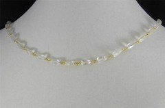 Natural Rock Crystal Clear Quartz Faceted Teardrop Gemstone Necklace 17″ Gold Pl