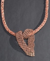 Copper Wire Weave Heart Pendant Necklace on Viking Knit Copper 20 Inch Chain
