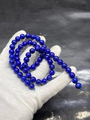 Natural Lapis Lazuli Beads Necklace 11mm AA++ Grade 78.40g Blue Gemstone