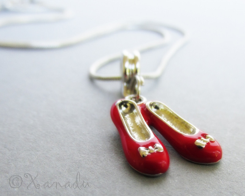 Ruby Red Slippers European Large Hole Pendant Necklace – Wizard Of Oz Theme Bead