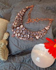 Chevron Amethysts in Copper Necklace, Cleaned, Polished, Ships from USA ~ Earthy