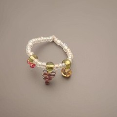 Fruits Ring Beaded Original Handmade Size 7/7.5 Red Purple Orange Kawaii Y2K
