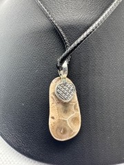 Petoskey stone pendant, hand crafted, Michigan made product