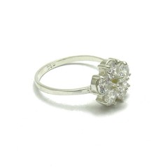 Stylish Sterling Silver Ring Solid 925 Flower With Cubic Zirconia Handmade