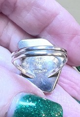 LOVELY, Unique Vintage Artisan Sterling Silver & Chrysocolla/Malachite Ring