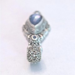 Sarda Sterling Silver 925 Ornate Blue Teardrop Artisan Filigree Pendant 12g