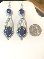 NEW ITEM* HANDCRAFTED EGYPT CARVED VTG. LAPIS SCARAB EARRINGS-NEW-.925 EAR WIRES