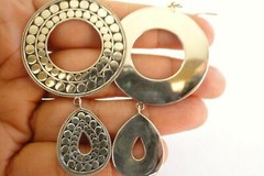 Round No Stone Chandelier 925 Sterling Silver Dangle Drop Earrings