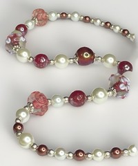 Artisan Handcrafted Art Deco Lampwork Glass Jewelry Necklace Mean Girlz #16 Pink