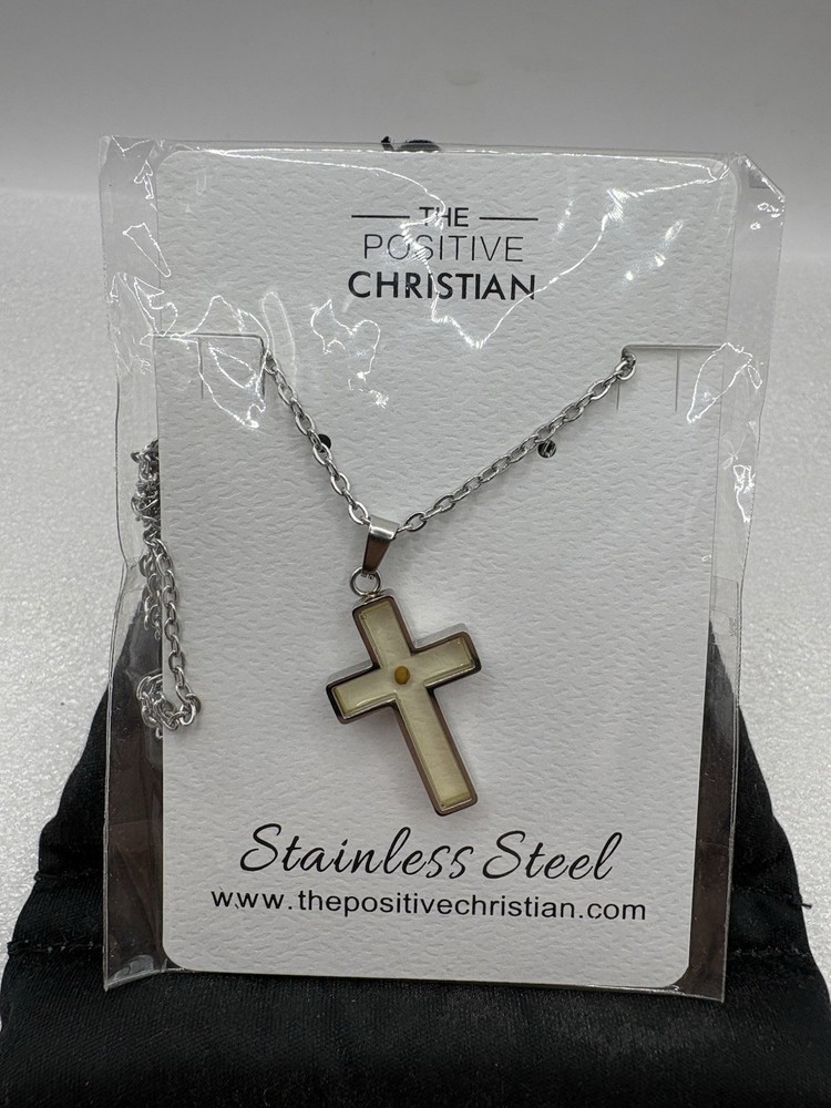 NWT! The Positive Christian Stainless Steel Cross Pendant Necklace B1